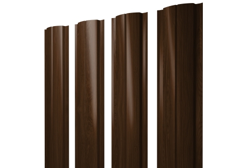 Штакетник Полукруглый Slim с прямым резом Grand Line 0,45 Print Elite Choco Wood TwinColor
