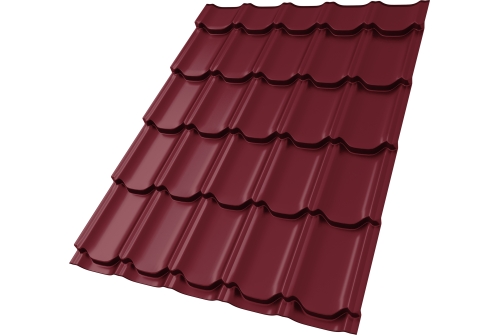 Металлочерепица "Квинта плюс" ("Kvinta plus") 0,5 Satin Matt TX RAL 3005 красное вино