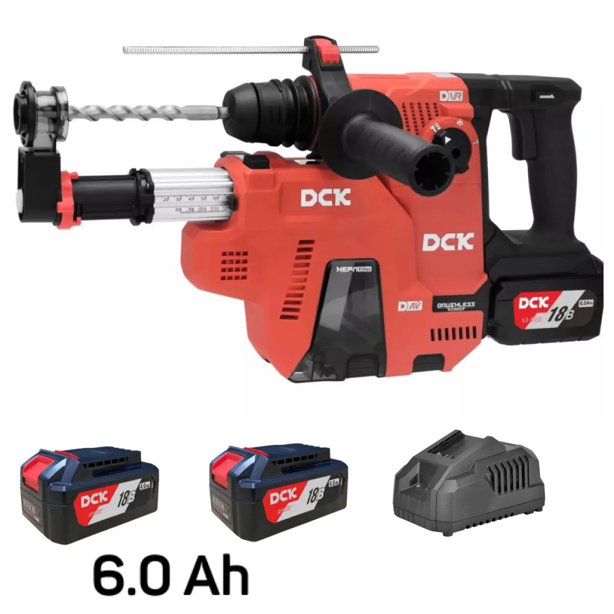 Аккумуляторный перфоратор DCK KRH20V-26 (TYPE H2K KIT) с пылесосом