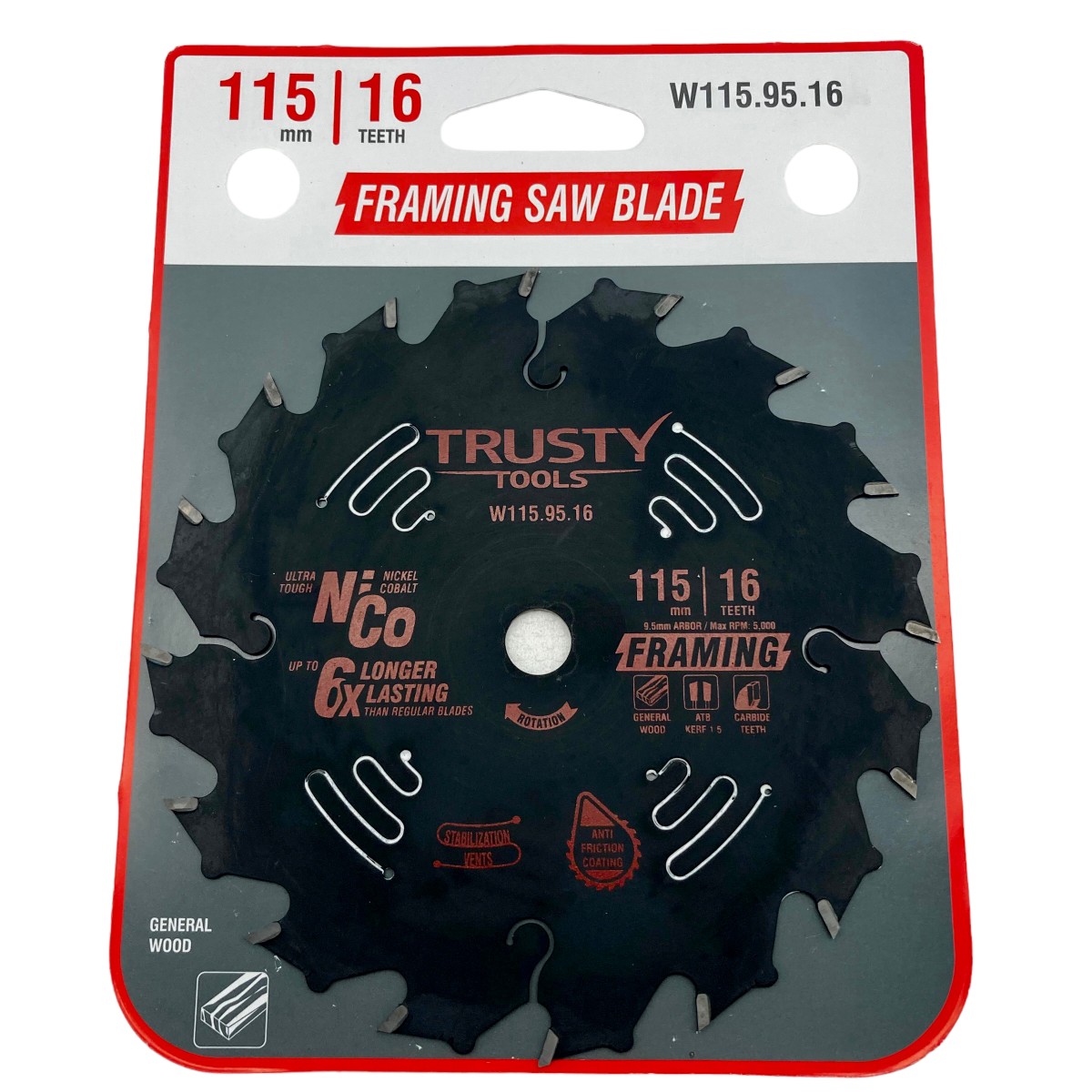 Диск пильный Trusty-Tools Framing по дереву 115х9.5 16T