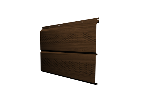 Софит металлический ЭкоБрус 0,345 Grand Line с перфорацией 0,45 Print Elite Choco Wood TwinColor