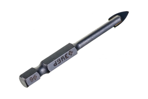 Сверло по стеклу и кафелю Зубр (d6мм), 2x кромка, Hex 1/4 (29840-06)