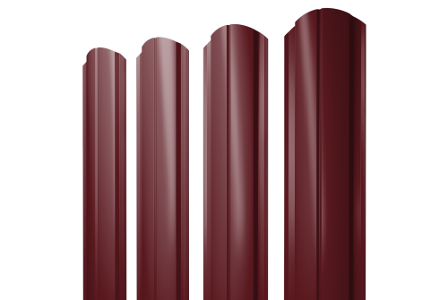 Штакетник Полукруглый Slim фигурный Grand Line 0,5 Satin RAL 3005 красное вино