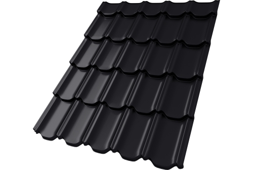 Металлочерепица "Квинта плюс3D" ("Kvinta plus3D") 0,5 Satin Matt TX RAL 9005 черный