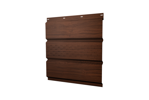 Софит металлический Классик Grand Line центральная перфорация 0,45 Print Elite с пленкой Choco Wood TwinColor