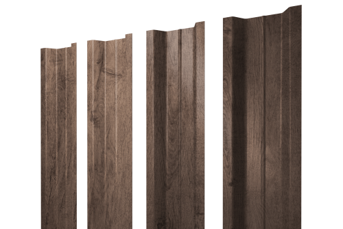 Штакетник П-образный B с прямым резом Grand Line 0,45 Print Premium Almond Wood Fresh