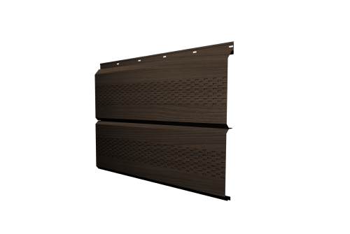 Софит металлический ЭкоБрус 0,345 Grand Line с перфорацией 0,45 Print Elite Coffee Wood TwinColor