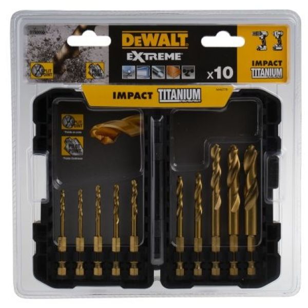 Набор сверл по металлу DeWalt Extreme Impact TITANIUM 3-12 мм (10 шт)