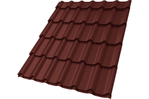 Металлочерепица Классик ("Classic") v01 0,5 Satin RAL 3009 оксидно-красный