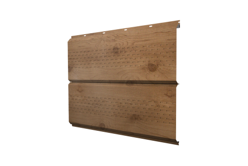 Софит металлический ЭкоБрус new Grand Line c перфорацией 0,45 Print Premium Pine Wood Fresh
