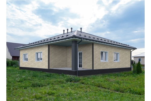 Фасадная панель Grand Line Состаренный кирпич Design шоколадный со швом RAL 9005