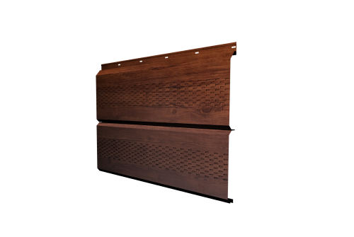 Софит металлический ЭкоБрус new Grand Line c перфорацией 0,45 Print Premium с пленкой Cherry Wood Fresh TwinColor