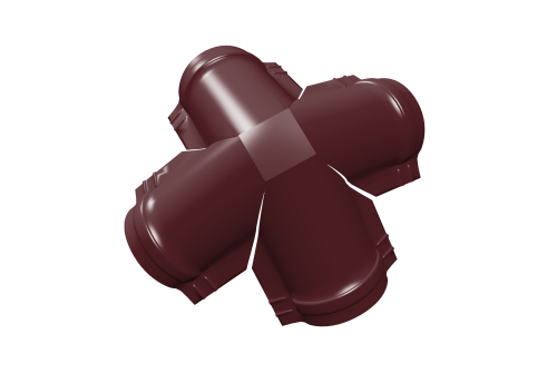 Четверник конька полукруглого Grand Line 0,5 Satin Matt TX с пленкой RAL 3005 красное вино