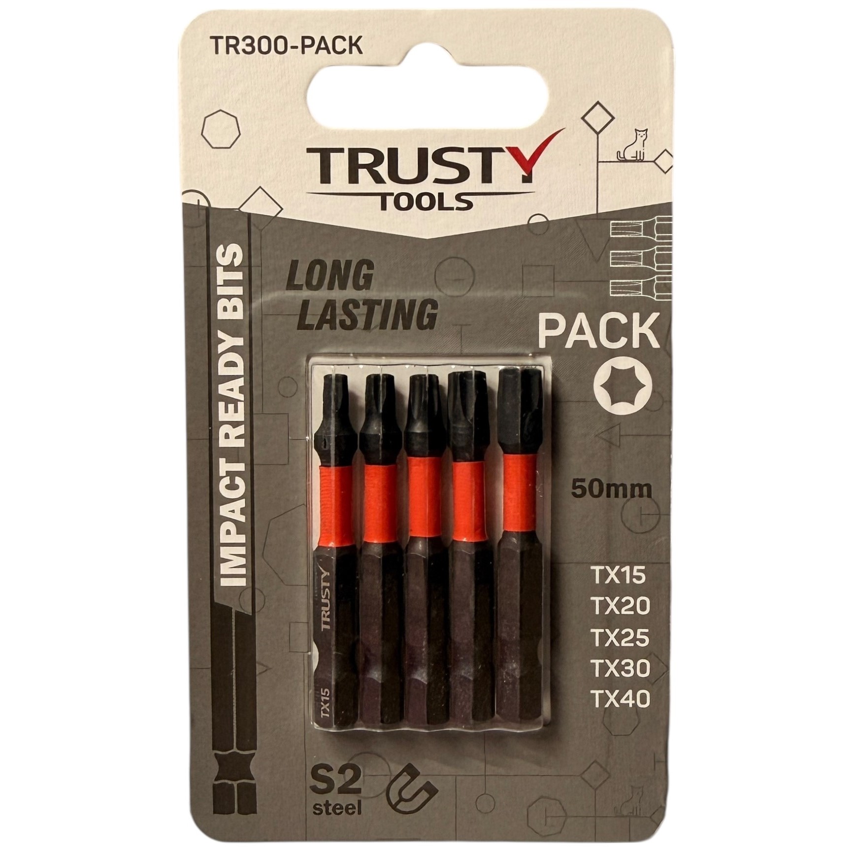Набор бит ударных Trusty-Tools TX15-40 50 мм (5 шт)