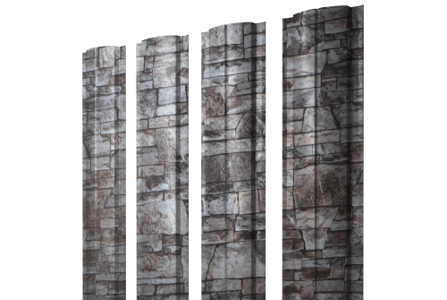 Штакетник Полукруглый Slim с прямым резом Grand Line 0,45 Print Elite Fine Stone TwinColor