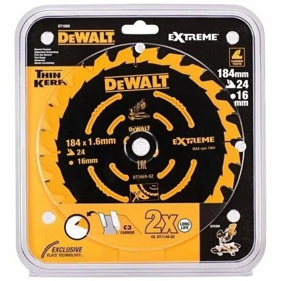 Диск пильный DeWalt EXTREME по дереву 184x16 24T