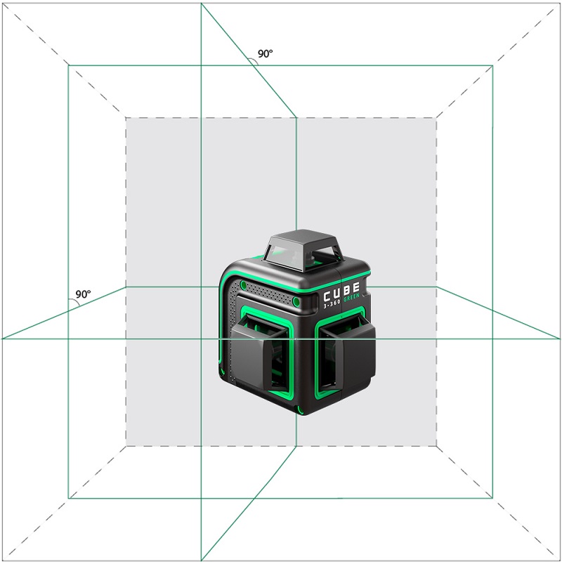 КОМПЛЕКТ лазерный уровень CUBE 3-360 GREEN + штанга ADA Silver Plus