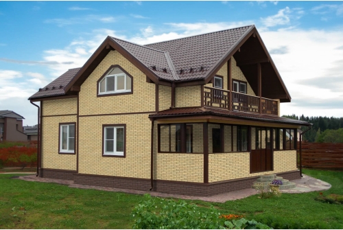 Фасадная панель Grand Line Состаренный кирпич Design Plus ваниль с темно-бежевым швом