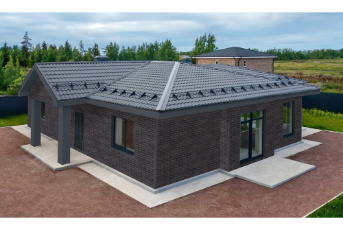 Фасадная панель Grand Line Колотый камень Design Plus трюфель с черным швом