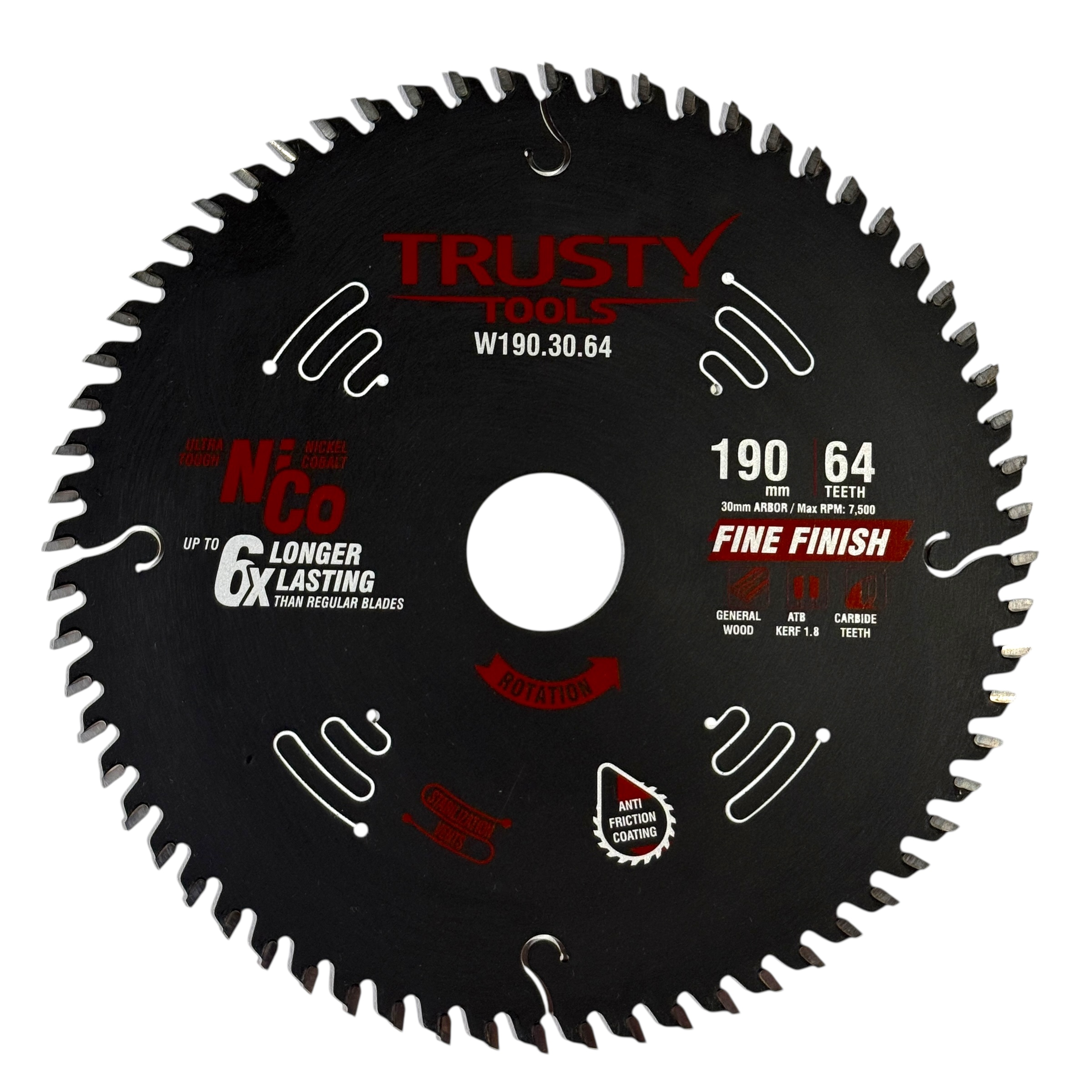 Диск пильный Trusty-Tools Fine Finish чистый рез 190х30 64T