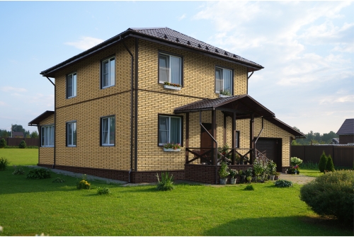 Фасадная панель Grand Line Клинкерный кирпич Design песочный со швом RAL 9005