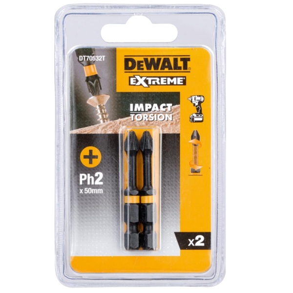 Биты ударные DeWalt Impact PH2 50 мм (2 шт)