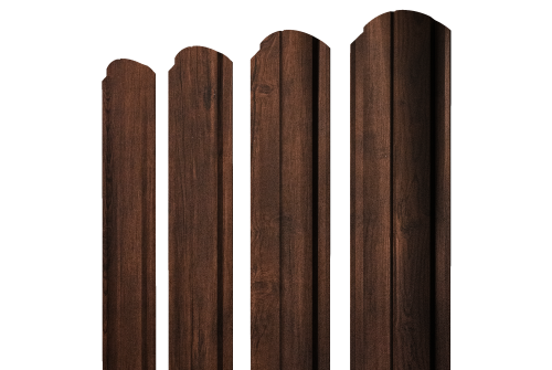Штакетник Полукруглый Slim фигурный Grand Line 0,4 Print Premium Cherry Wood Dark FTC