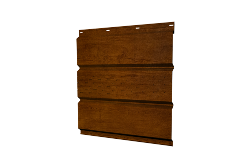 Софит металлический Классик Grand Line центральная перфорация 0,45 Print-Double Premium с пленкой Golden Wood Intense F
