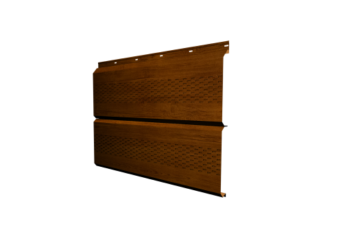 Софит металлический ЭкоБрус new Grand Line c перфорацией 0,45 Print Premium Golden Wood Intense FTC