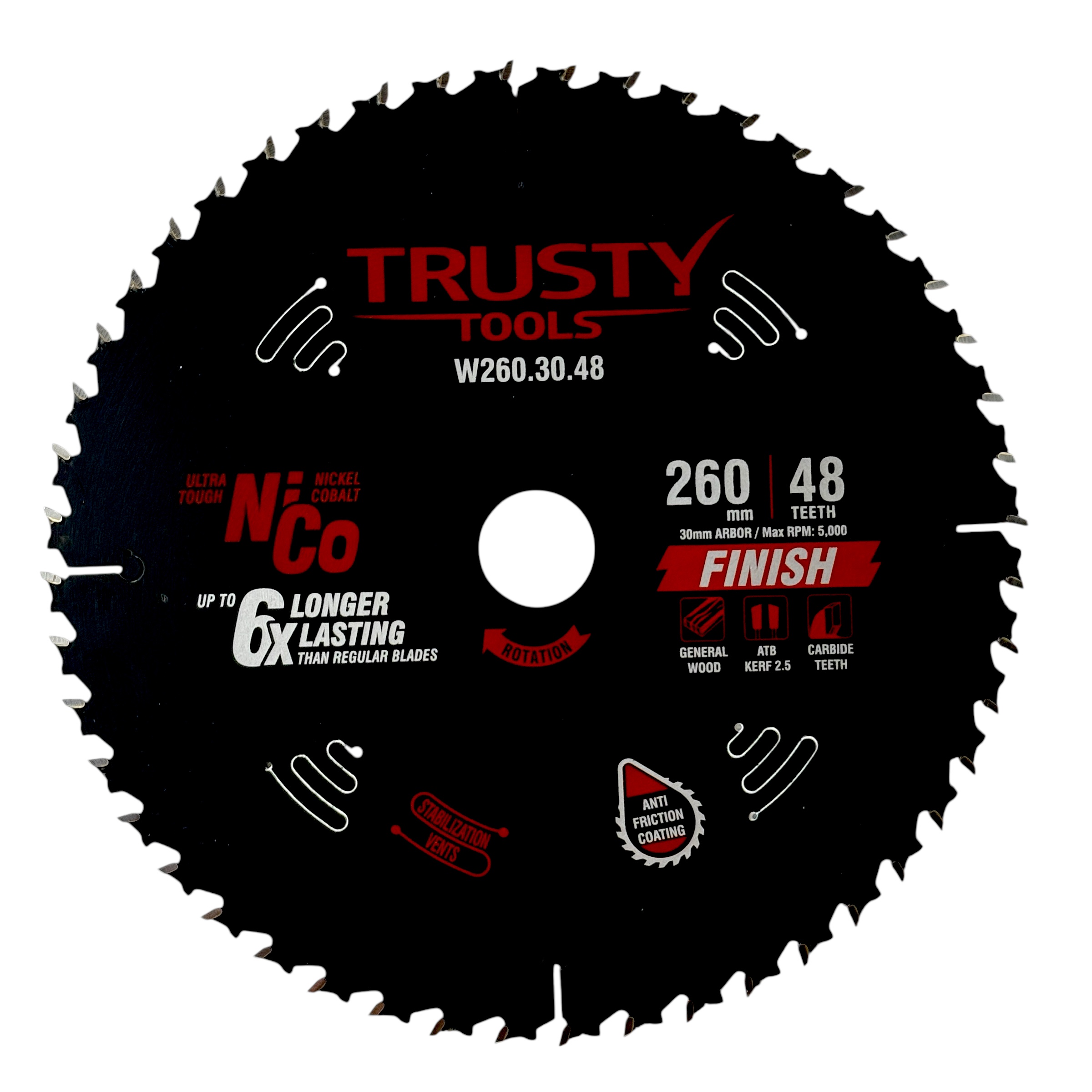 Диск пильный Trusty-Tools Finish аккуратный рез 260х30 48T