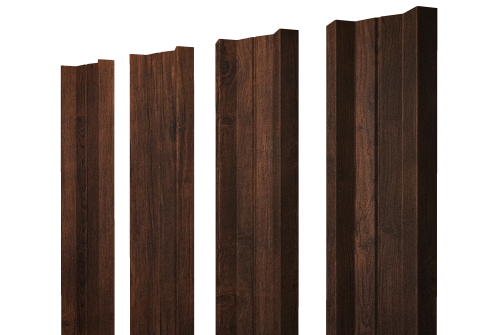 Штакетник М-образный A с прямым резом Grand Line 0,45 Print-Double Premium Cherry Wood Dark F