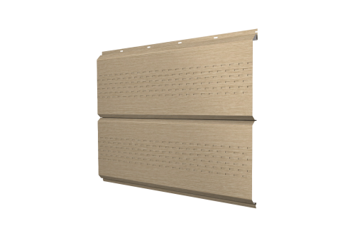 Софит металлический ЭкоБрус new Grand Line c перфорацией 0,45 Print Elite с пленкой Milky Wood TwinColor