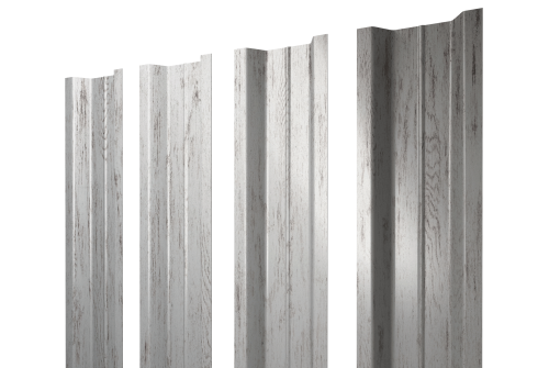 Штакетник П-образный B с прямым резом Grand Line 0,45 Print Elite Snow Wood TwinColor