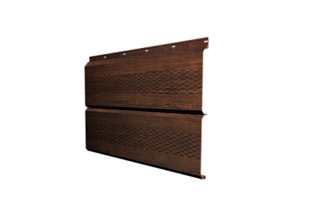 Софит металлический ЭкоБрус new Grand Line c перфорацией 0,45 Print Premium с пленкой Cherry Wood Dark FTC