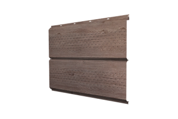 Софит металлический ЭкоБрус new Grand Line c перфорацией 0,45 Print Elite с пленкой White Wood TwinColor