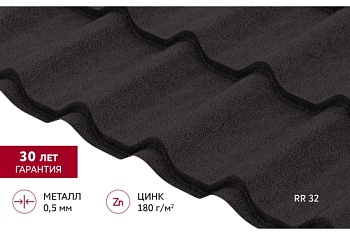 Металлочерепица Классик ("Classic") v01 0,5 PurLite M RR 32 темно-коричневый