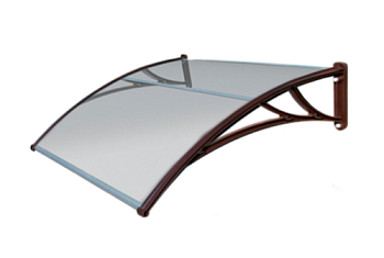 Козырек Krovent из поликарбоната 1200х930х280 прозрачный (коричневый кронштейн)