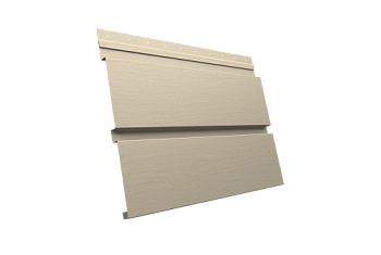 Софит металлический Квадро Брус Grand Line без перфорации 0,45 Print Elite с пленкой Milky Wood TwinColor