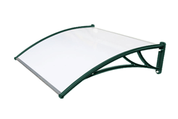 Козырек Krovent из поликарбоната 1200х930х280 молочный (зеленый кронштейн)