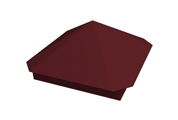 Колпак на столб Пирамида 390х390мм 0,5 Satin с пленкой RAL 3005 красное вино