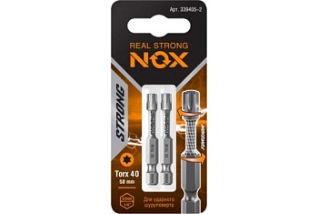 Бита торсионная Nox Strong TX40х50мм E6,3 2 штуки карта (339405-2)