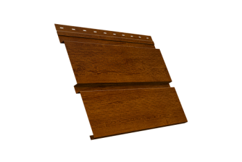 Софит металлический Квадро Брус Grand Line с перфорацией 0,45 Print-Double Premium с пленкой Golden Wood Intense F