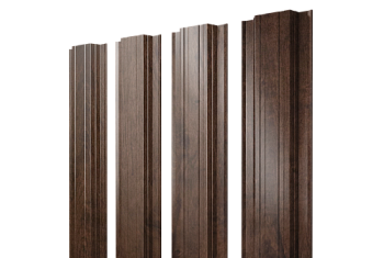 Штакетник Прямоугольный с прямым резом Grand Line 0,45 Print Elite Antique Wood TwinColor