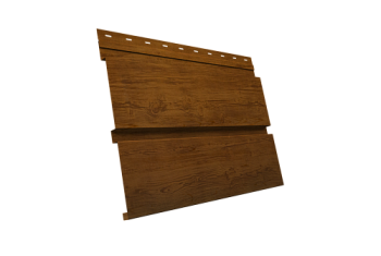 Софит металлический Квадро Брус Grand Line без перфорации 0,45 Print-Double Elite с пленкой Golden Wood