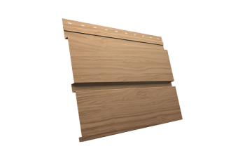 Софит металлический Квадро Брус Grand Line без перфорации 0,45 Print Elite с пленкой Honey Wood TwinColor