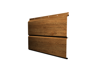 Софит металлический ЭкоБрус 0,345 Grand Line с перфорацией 0,45 Print Elite Golden Wood TwinColor