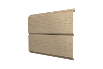 Софит металлический ЭкоБрус new Grand Line c перфорацией 0,45 Print Elite с пленкой Milky Wood TwinColor